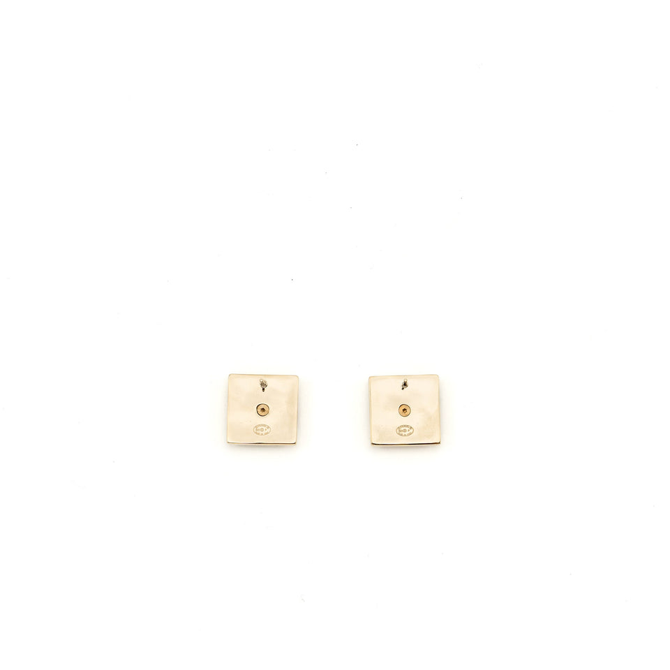 Chanel square CC Logo earring with crystal Light Gold Tone
