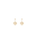 Chanel cc logo heart dropped earrings light gold tone