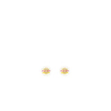 Chanel mini round with CC logo rainbow earrings light gold tone