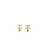 Chanel CC logo dropped earrings with Crystal Gold Tone