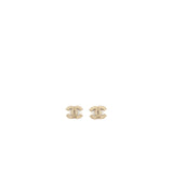 Chanel CC Logo Earrings with Pearl Light Gold Tone
