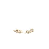 Chanel Crystal Letter Logo Earring Light Gold Tone