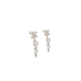 Chanel CC Logo Crystal Drop Earring Silver Tone
