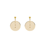 Chanel giant round and cc logo drop earrings light gold tone