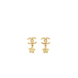 Chanel CC Logo Star Dropped earrings Pearl/Crystal/Gold Tone
