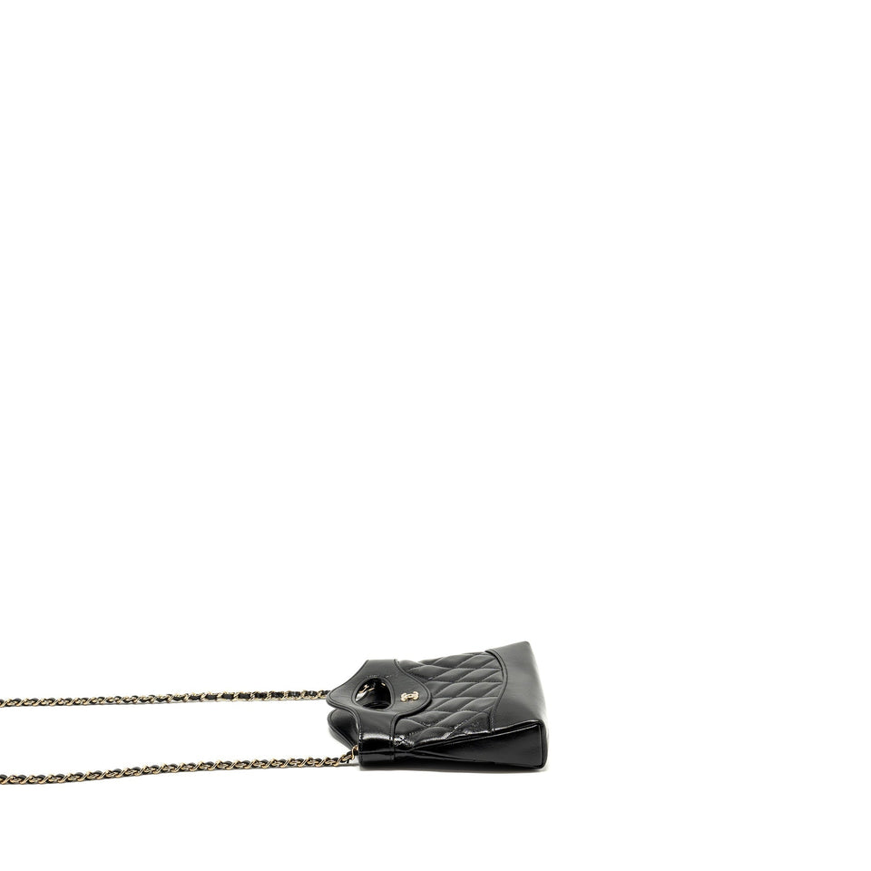 Chanel 24S Mini 31 Clutch with Chain Shiny Lambskin Black L (microchip)