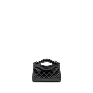 Chanel 24S Mini 31 Clutch with Chain Shiny Lambskin Black L (microchip)