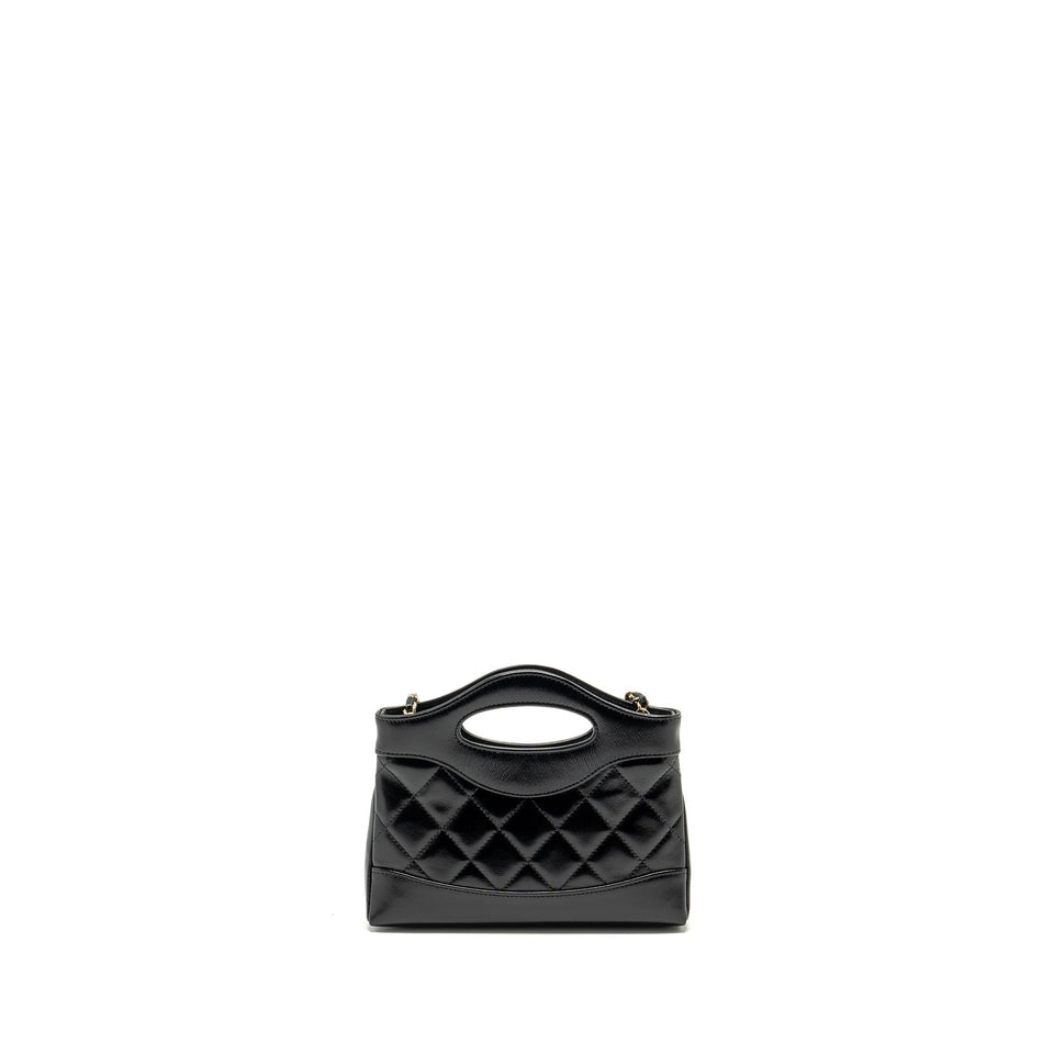 Chanel 24S Mini 31 Clutch with Chain Shiny Lambskin Black L (microchip)