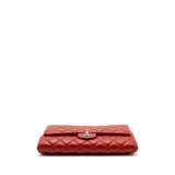 Chanel Timeless Flap Clutch With Chain Caviar Red