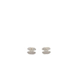 Chanel classic CC logo earring silver tone with crystal