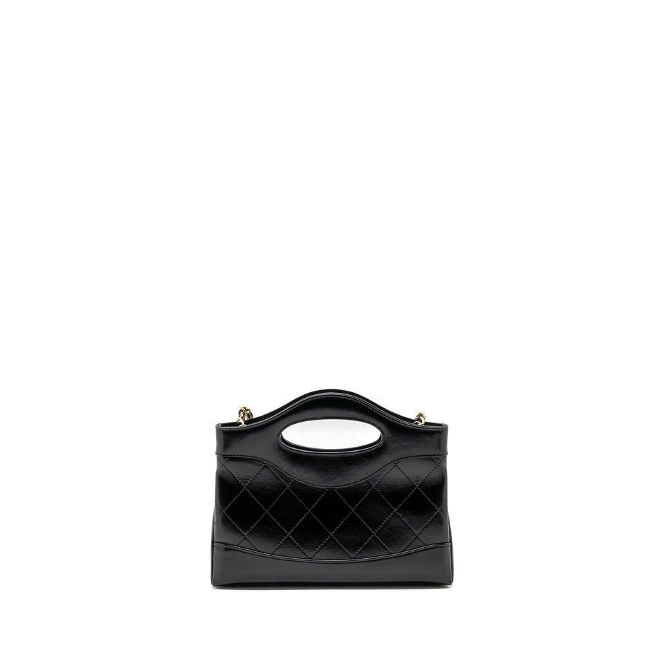 Chanel 24c Mini 31 Clutch With Chain Shiny Calfskin  Black L(Microchip)