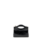 Chanel 24c Mini 31 Clutch With Chain Shiny Calfskin  Black L(Microchip)