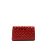 Chanel Timeless Flap Clutch With Chain Caviar Red