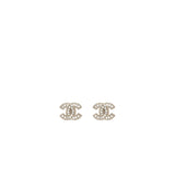 Chanel classic CC logo earring silver tone with crystal