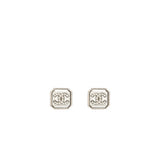 Chanel Square CC Logo Earrings Crystal
