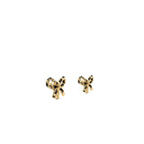 Chanel leather weave bow earrings black with gold tone