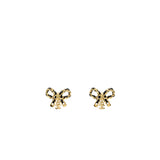 Chanel leather weave bow earrings black with gold tone