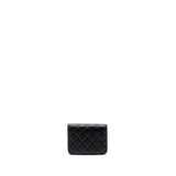 Chanel Zirconium Flap Clutch/ Holder with Chain Lambskin Black