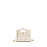 Chanel Mini 31 Clutch with  Chain Shiny Calfskin White L (Microchip)