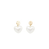 Chanel Heart Pearl Crystal CC Logo Earrings L