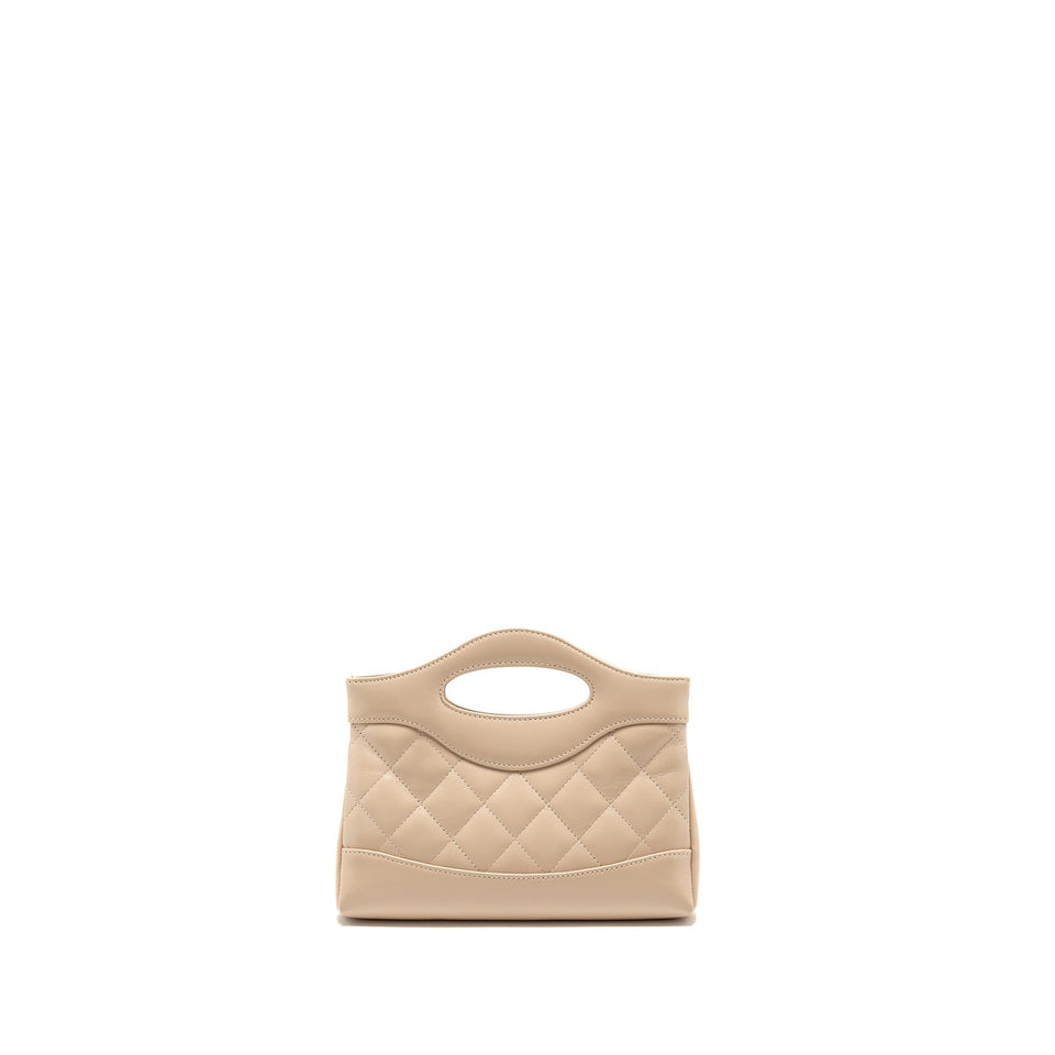 Chanel Mini 31 clutch with chain shiny lambskin light beige L ( microchip)
