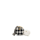Chanel 19 round clutch  with chain with coin purse tweed / lambskin black/ white