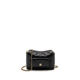 Chanel fold flap vanity clutch with chain caviar black