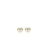 Chanel heart and CC logo earrings light gold tone
