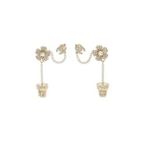 Chanel Camellia Dropped Earrings Pearl/Crystal Light Gold Tone