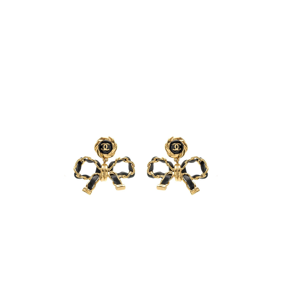 Chanel CC Logo  Bow Drop Earrings Large Model L