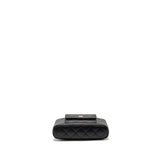 Chanel fold flap vanity clutch with chain caviar black