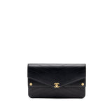 Chanel Voyage Chevron Clutch Calfskin Black