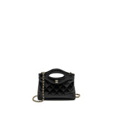 Chanel Mini 31 Clutch with Chain Shiny Lambskin Black L (Microchip)