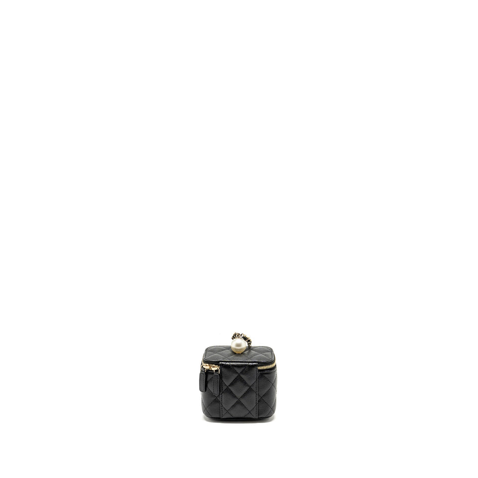 Chanel Small Vanity Clutch with Chain CC Pearl Caviar Black L