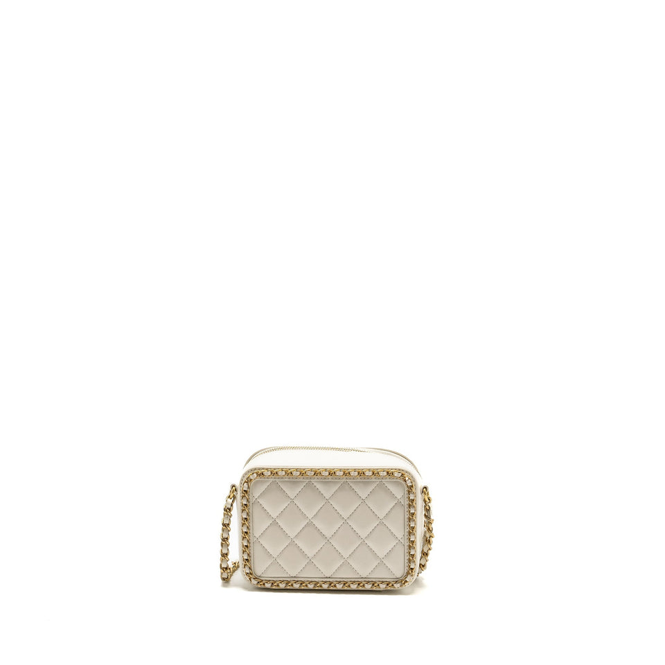 Chanel Mini Vanity Clutch with Chain Lambskin White
