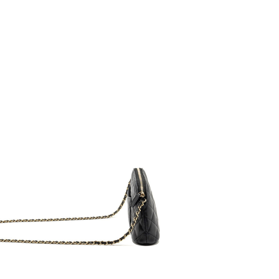 Chanel Classic CC Clutch with Chain Caviar Black L (Microchip)