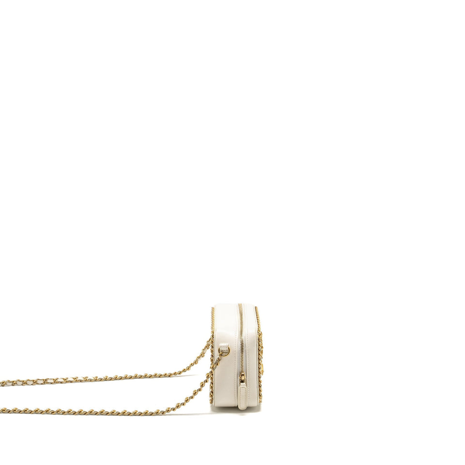 Chanel Mini Vanity Clutch with Chain Lambskin White