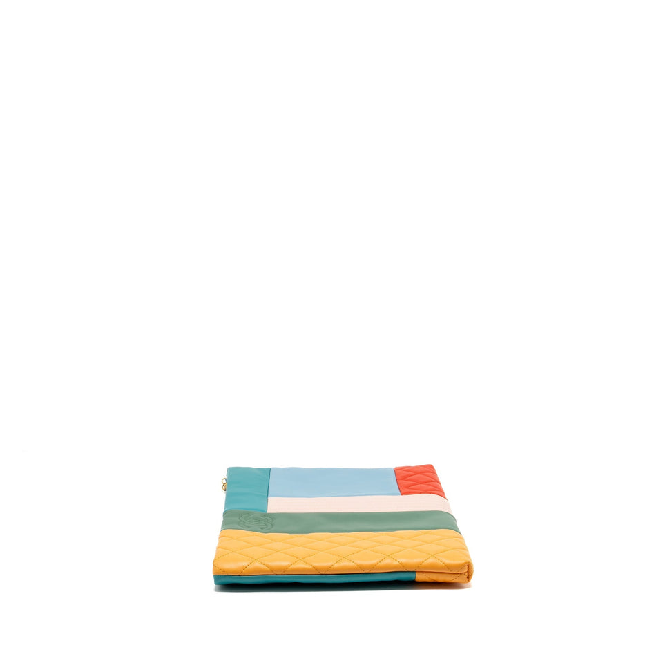 Chanel 17C Large Colourblock O-Case Clutch Lambskin Multicolour