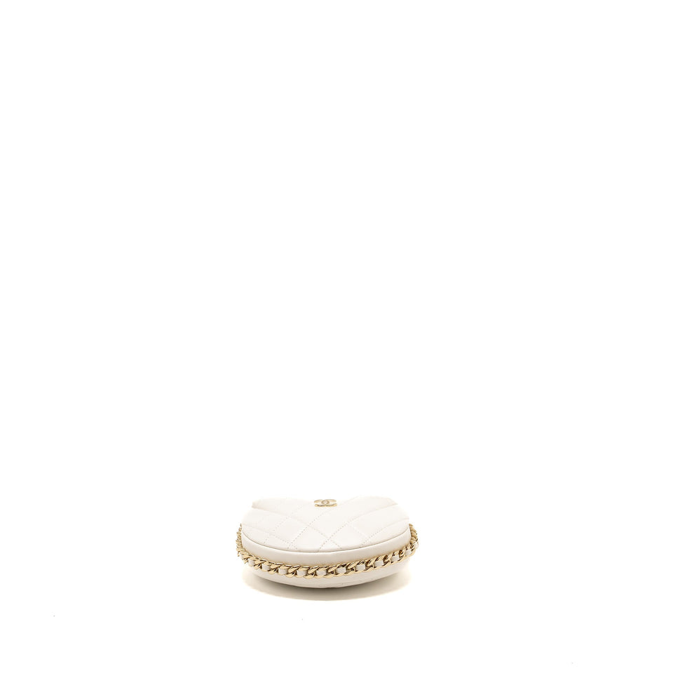Chanel 23C Round Clutch Lambskin White L (Microchip)