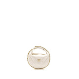 Chanel 23C Round Clutch Lambskin White L (Microchip)