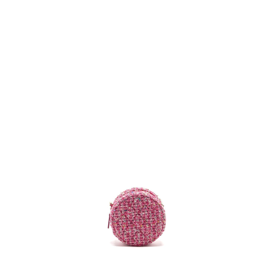 Chanel Round Clutch with Chain Tweed Pink/Multicolour L