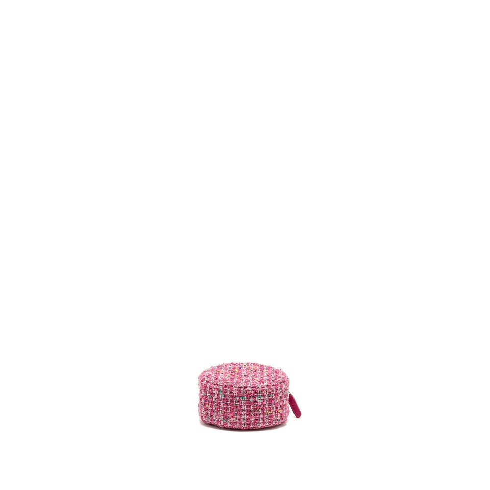 Chanel Round Clutch with Chain Tweed Pink/Multicolour L