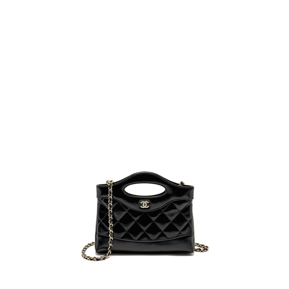 Chanel Mini 31 Clutch with Chain Shiny Calfskin Black L (Microchip)