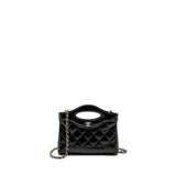 Chanel Mini 31 Clutch with Chain Shiny Calfskin Black L (Microchip)