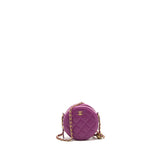 Chanel pearl crush mini round clutch with chain Lambskin purple