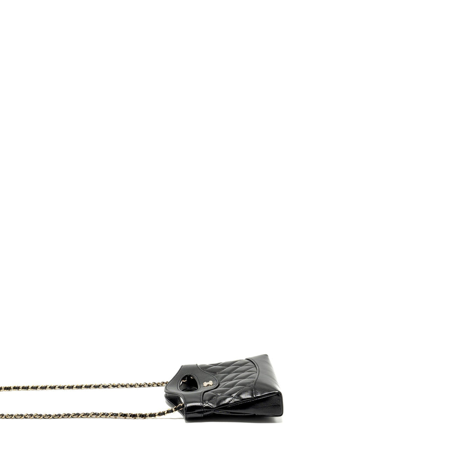 Chanel mini 31 Clutch with Chain Shiny Calfskin Black L (Microchip)