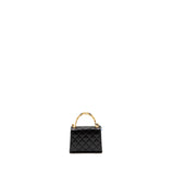 Chanel Detailed Top Handle Mini Clutch with Chain Lambskin Black  (Microchip)