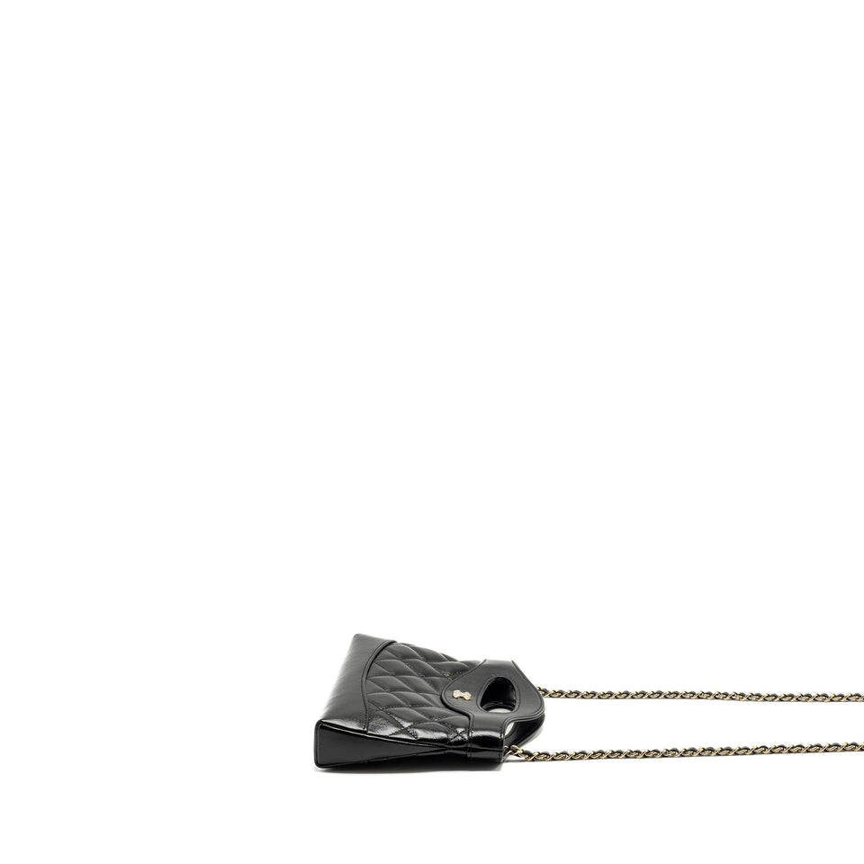 Chanel mini 31 Clutch with Chain Shiny Calfskin Black L (Microchip)