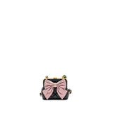Chanel 24a Bowknot Clutch with Chain Patent Crumpled Lambskin/Shiny Lambskin Black/Pink  (Microchip)