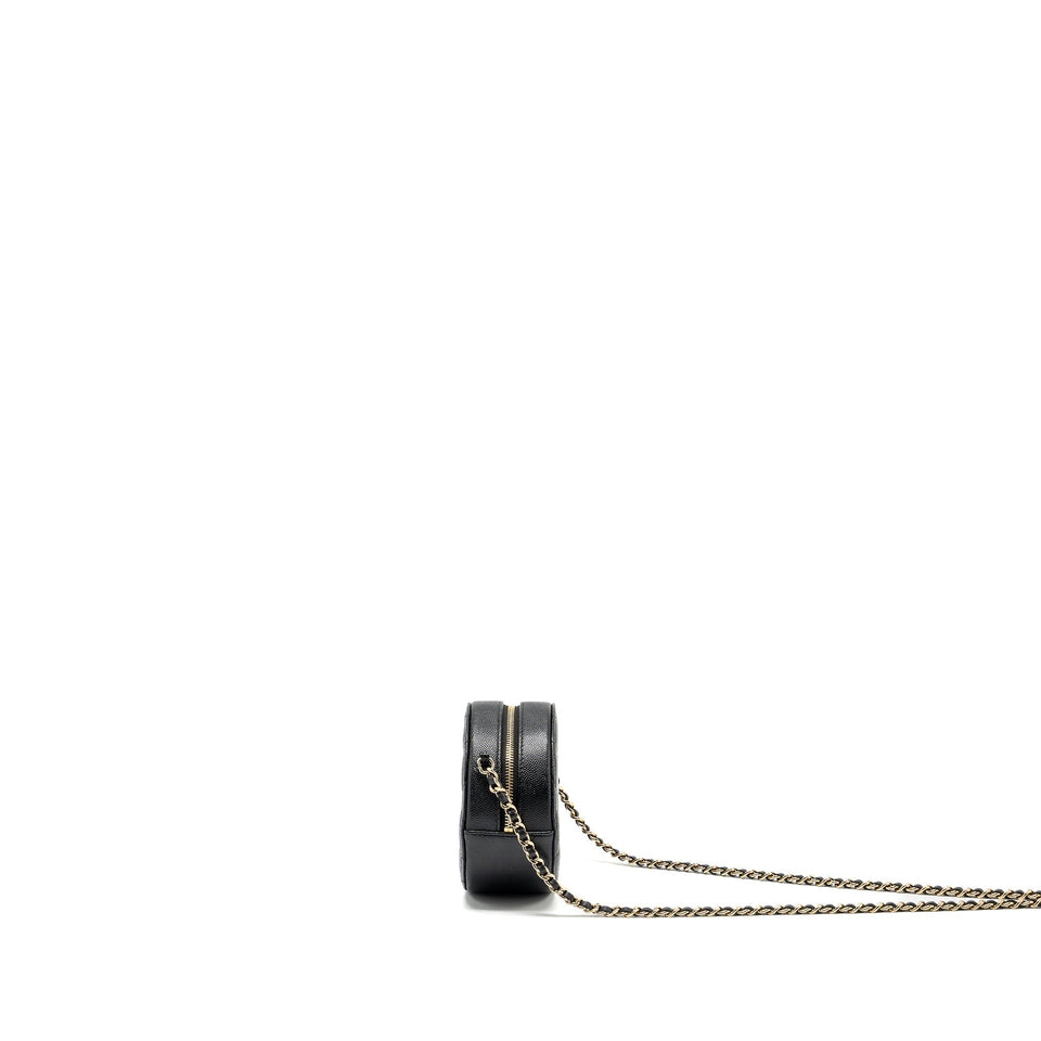 Chanel Round Clutch with Chain Caviar Black L